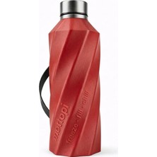 Soğutucu Saplı Termos, 1 L, Paslanmaz Çelik, Taşınabilir, Buz Eklemeden Soğutma, Termojel Sistemli, 28 cm Yükseklik (Kırmızı)