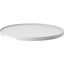 Singles Servis Tepsisi, Metal, Dekoratif Tepsi, Yuvarlak, 35 cm Çapında, Sıcak Gri (Gri)