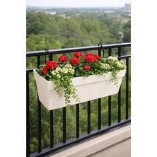 Askılı Yalı Balkon Saksı 10.8 Litre Kırık Beyaz Balkon Saksı