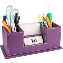 Masaüstü Deri Organizer Kalemlik 4 Gözlü Desktop Organizer Rainbow Vegan 10X12X25 Cm. Lila/mor