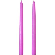 2'li Pembe Şamdan Mum Seti 25 cm – Dekoratif Ince Şamdan Mum, Kokusuz Parafin WAX,%100 Pamuk Fitil, El Döküm, Uzun Süre Yanma (~10 Saat), Şık Sofra, D