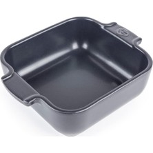 Seramik Kare Fırın Kabı - 18 cm (Saplar Dahil) x 11,4 cm x 5,1 cm - Kapasite: 0,66 L - 10 Yıl Garanti - Arduvaz Grisi