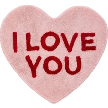 I Love You Pembe Kalp Halı 88,9 Cm, El Dokuma Krom Kalpler Sevimli Banyo Paspası, Havalı Mutfak Halıları, Kaymaz Banyo Paspası, Onun Için Yeni Ev Hedi