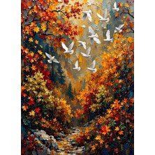 1000 Parça Beyaz Kuşların Dansı Puzzle - Uçuşan Beyaz Kuşlar