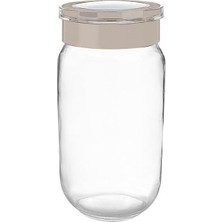 Cam Kavanoz, Cam Saklama Kabı, Hava Sızdırmaz Baklagil Kuruyemiş Kapları Pratik Kapaklı (1000 Ml) (Krem)
