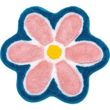 Pembe Çiçek Kilimleri 88,9 Cm, El Dokuma Renkli Komik Papatya Kilimi Yatak Odası, Mutfak, Banyo, Oturma Odası Için, Sevimli Yuvarlak Alan Halıları