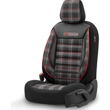 Gti Sports Design Oto Koltuk Kılıfı Ekstra Destekli Özel Jacquard Kumaş Tam Set - Kırmızı-Siyah