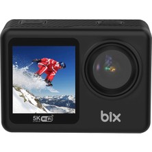 Nexa 1 Wi-Fi 5k 30FPS Aksiyon Kamerası 50 Mp Çift Ekran Geniş Açılı ve Eıs Özellikli 30M Su Geçirmez Bisiklet Motosiklet Vlog Kamerası Siyah (Siyah)