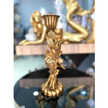 Şamdan Mumluk Çiçek Şamdan Polyester Gold