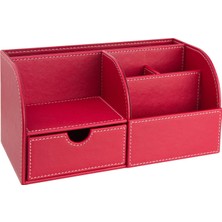 Masaüstü Düzenleyici,kalemlik,kumandalık,küpbloknotluk,tabletlik,kitaplık,6 Gözlü,çekmeceli,desktop Organizer,vegan,24,5 * 13 * 12
