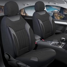 Audi A3 Coupe ile Uyumlu Lüx Deri Detaylı Keten Oto Koltuk Kılıfı Ön Arka Takım Edition Serisi Dark Siyah