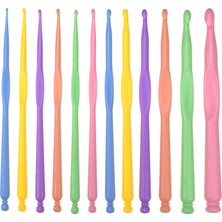 Aelike Plastik Tığ Kancası, Seyahat Için, Ergonomik Set, Artritik Eller Için, 12'li Paket 2 – 10 mm Plastik Iğneler, Çeşitli Yün Kalınlıkları Için, Ye
