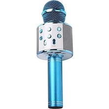 WS-858 Bluetooth Karaoke Mikrofon – Kablosuz Hoparlör, Yankı Efektli, Gürültü Önleyici, 1800MAH Şarjlı, Ios &amp;amp;amp; Android Uyumlu (Mavi)