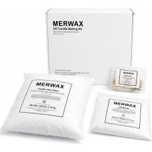 Merwax Parafin Mum Yapım Seti – 2,25 kg Parafin, Stabilizatör, Pamuk Fitiller ve Yapıştırıcı ile Pürüzsüz Mum Yapım Seti