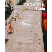 Arvale Boncuklu Supla Sunum Servis Organizasyon Düğün Tabağı Malzemesi Plastik / 6 Adet
