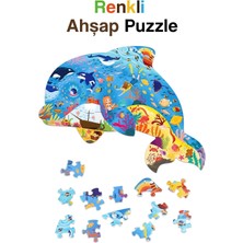 Notpa Ahşap Renkli Hayvanlar Serisi Yunus Balık Puzzle 5 Yaş ve Yetişkinler Için Yapboz 40X30CM, Yunusbalıkpuzzle1