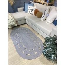 Cookie Jüt Hasırlı El Örgüsü Kilim Gri 80 x 150