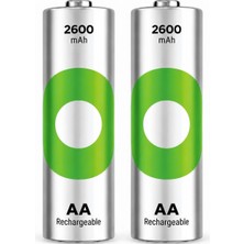 Gp Batteries Recyko 2600 Aa Kalem Ni-Mh Şarjlı Pil, 1.2 Volt, 2'li Kart