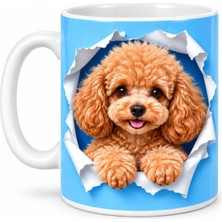 theKAM Toy Poodle Kaniş Desenli Kupa Bardak, 3D Efektli, Köpek Severlere Hediye, Buz Mavisi