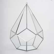 31X22X22CM Gümüş Geometrik Teraryum Cam Fanus Takı Aksesuar Çikolata Kutusu