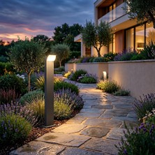 Naja Alüminyum LED Bahçe Aydınlatması IP65 Dış Mekan Bollard Aydınlatma Direği Peyzaj ve Yürüyüş Yolu Lambası Antrasit 9W 3000K 30X100X800 mm