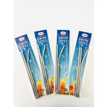 Krom Pipet - Paslanmaz Çelik - 4 Parça - Fırçalı - Metal Pipet Seti