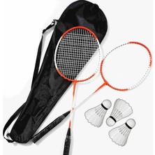 Çantalı Pro Badminton Seti 2 Adet Badminton Raketi 3 Adet Badminton Topu Pro Badminton Set Kırmızı-Beyaz