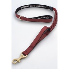 Köpek Gezdirme Tasması, Körüklü Elastik, Bordo, 120-150 Cm, 2,5 cm Genişlik, Orta ve Büyük Irka Uygun