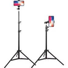 2.1m Ayarlanabilir Tripod Telefon Standı – 360° Dönebilen Başlık, Üstten Çekim &amp;amp;amp; Dikey/yatay Kullanım, Katlanabilir Tasarım, Telefon Tutuc