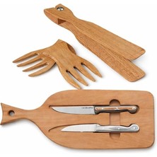 Mıknatıslı Kamp & Piknik Bıçak Seti No:1-2, 4116 Çelik Sebze Bıçakları, Gürgen Kesme Tahtalı Taşınabilir Outdoor Set, Servis Aparatlı