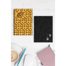 A5 Spiralli Defter 2'li Set Çizgisiz 96 Sayfa Karton Kapak Leopar Tema