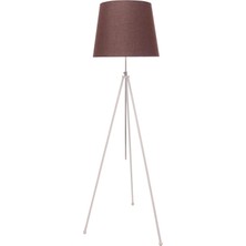 Tripod Beyaz Ayak Kahve Şapkalı Lambader