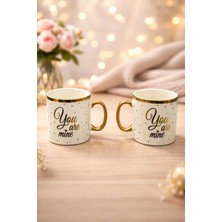 2 Li Porselen Yaldızlı Gold Detaylı Çay Kahve Bardağı, 150ML, Beyaz Yz.youminebardak