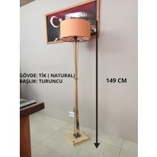 Ahşap Ayaklı Lambader- Köşe Lamba Naturel Turuncu Başlık