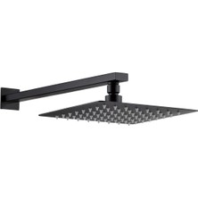 Ankastre Duş Başlığı Borulu Kare Slim Metal 30X30 cm (Mat Siyah)