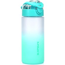 Su Matarası Tritan Geniş Ağız Su Şişesi Gradyan Spor Matarası Suluğu Bpasız 500 ml Turkuaz 0109