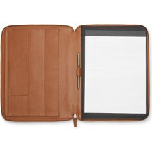 Leatherology Konyak Yönetici Fermuarlı Portföy - Tam Tahıl Deri Padfolio Iç Tablet Cep, Kalem Döngü ve Çoklu Cepler - Mektup Kağıdına Uyar - Profesyon