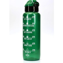 Su Matarası Tritan Geniş Ağız Su Şişesi Motivasyon Spor Matarası Suluğu Bpasız 1000 ml Yeşil T0103