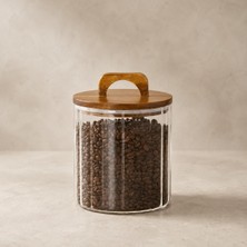 1750 ml Akasya Kapaklı Cam Kahve Saklama Kavanozu, Hava Sızdırmaz Contalı Büyük Boy Oluklu Cam Erzak Kabı, Kahve Çekirdeği, Şeker, Bakliyat, Kuruyemiş