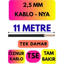 Öznur 2,5 mm Nya Enerji Kablosu, 11 Metre, Siyah