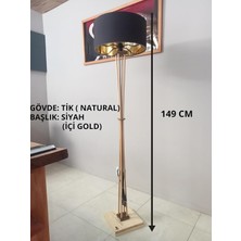 Ahşap Ayaklı Lambader- Köşe Lamba Naturel Siyah Başlık