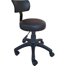 Döner Ofis Kasiyer Taburesi Tekerlekli Deri Oturak Eczane Laboratuvar Büro Çalışma Koltuğu Sırtlı