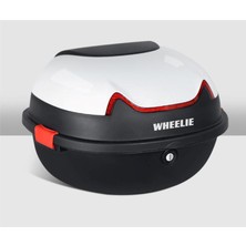 Wheelıe XT11-W 28 Litre Motosiklet Arka Çanta Beyaz Parlak Su Geçirmez Abs Top Case Çift Kilitleme Üniversal