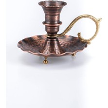 Dc Dmt Copper Gaziantep El Işlemesi Bakır Şamdan, Antik Bronz Kaplama, 9.5 cm Yükseklik, Dekoratif Mumluk, Kına ve Kahve Sunumu Için