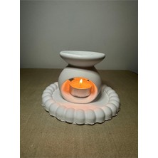 3lü Hediyelik,dekoratif Set, Mumluk Buhardanlık, Tepsi, 1 Tealight Mum