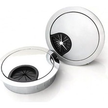 Masaüstü Kablo Kanalı (Kanal Kapağı) Metal Çap 60 mm Krom