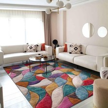 Duena Desenli Kadife Pamuk Tabanlı Yıkanabilen Kaydırmaz Antibakteriyel Salon Halısı 120X180