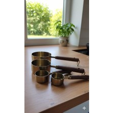 Ağaç Saplı Lüks Metal Ölçü Kaşığı Seti (60/80/125/250 Ml) 4'lü