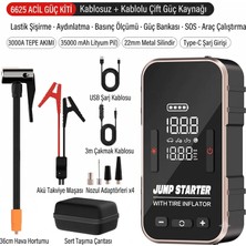2026 Model 3000A 35000MAH Taşınabilir Araç Akü Takviye ve Pompa