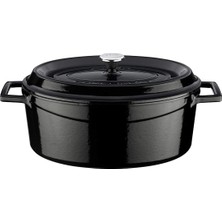 Signature Emailierten Dökme Demir Oval Dutch Oven – 4 – 1/4 Quart, Obsidian Siyah, Dökme Demir, Obsidian Black, 4.25 Quart